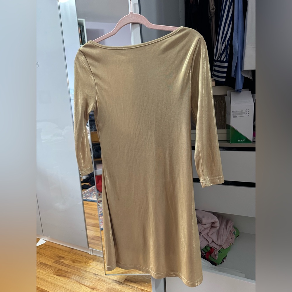 Zara gold Long Sleeve Cocktail Dress